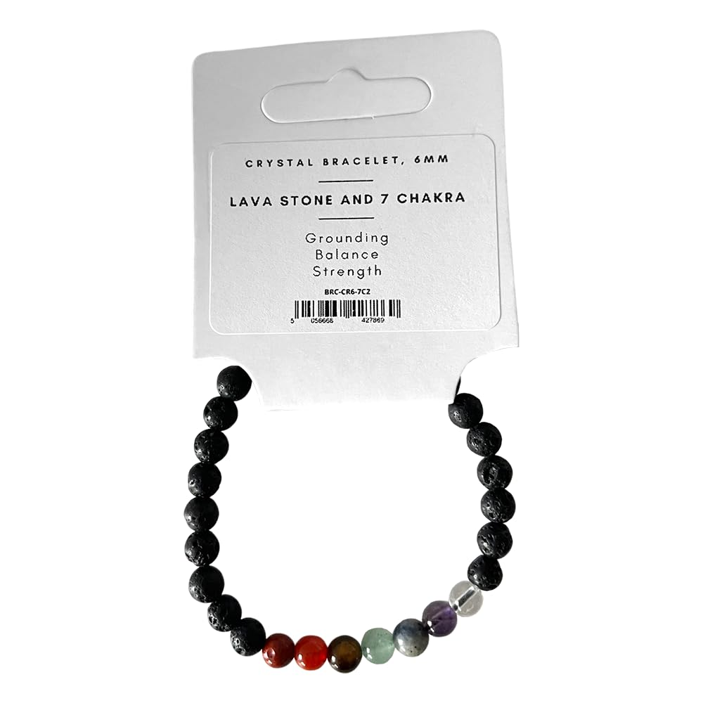 VIE Crystal Bracelet, 6mm, Lava Stone and 7 Chakra