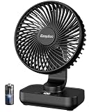 EasyAcc Ventilador de Mesa USB, Silencioso Recargable Ventiladores 4000mAh, Potente con 4 Velocidades, 120° Auto-Oscilación, Ventilador Portátil para Oficina, Dormitorio, Exteriores, Negro Oscilante