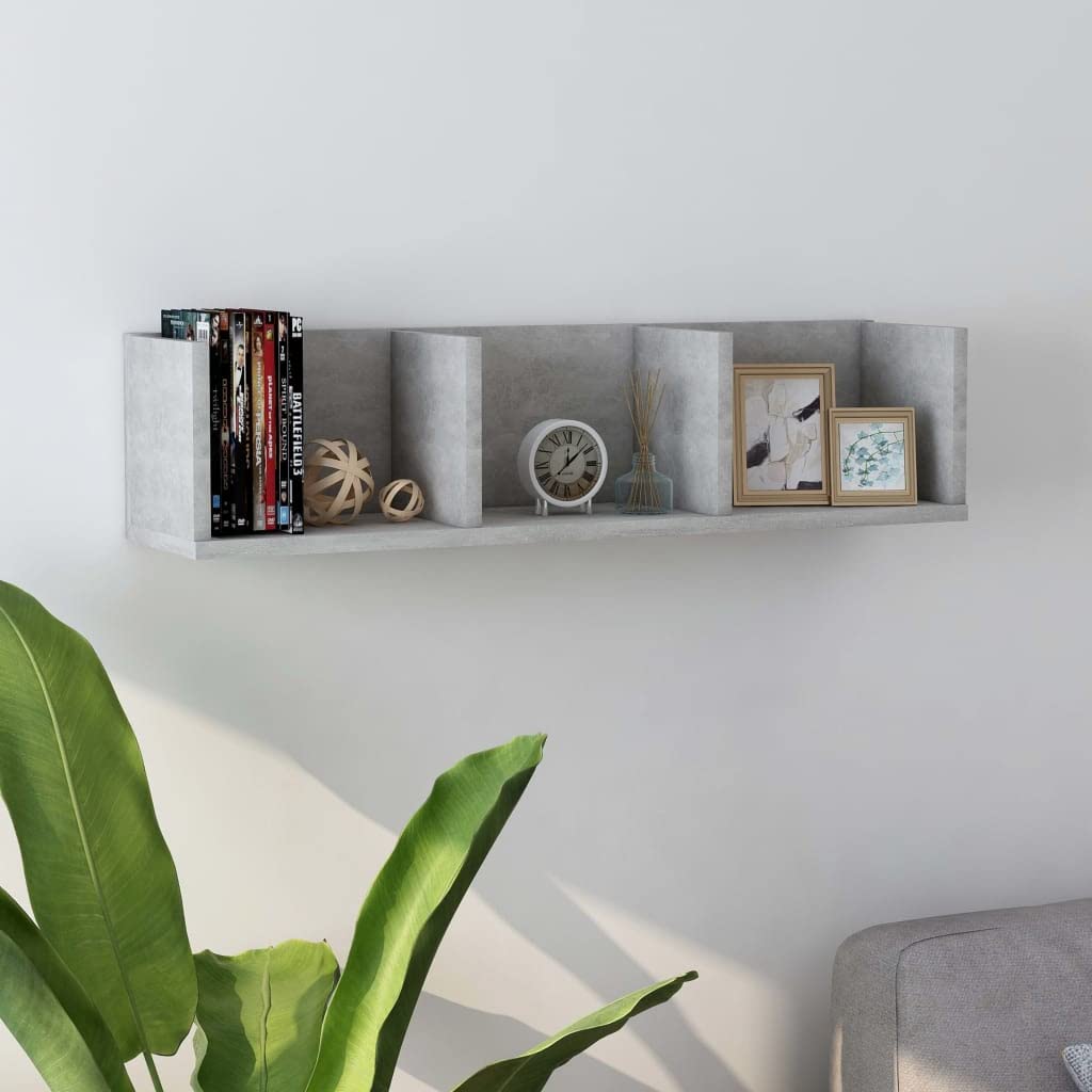 Mensola da parete per CD, 75 x 18 x 18 cm, in legno, da appendere alla parete, con 3 scomparti aperti per collezioni musicali, dischi in vinile e accessori, moderna mensola sospesa