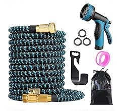 Egouhome Retractable Garden Hose 50ft, Expandable Garden Hose with 10 Function Nozzle Hoses, 3/4'' Solid Brass Fitting, Wat…