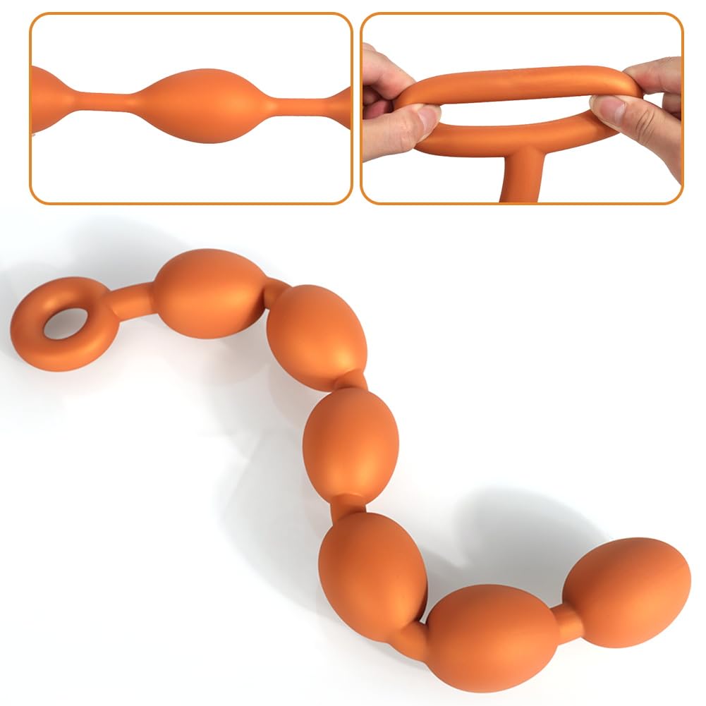 SXOVO Palline Anali Extra Grandi Plug Analesex Toy in Silicone Liquido con Anello Sicurezza Plug Anale-Dilatatore per Stretching Anale e Stimolazione Prostata BDSM Toys Sessuali per Donna Uomini (M)