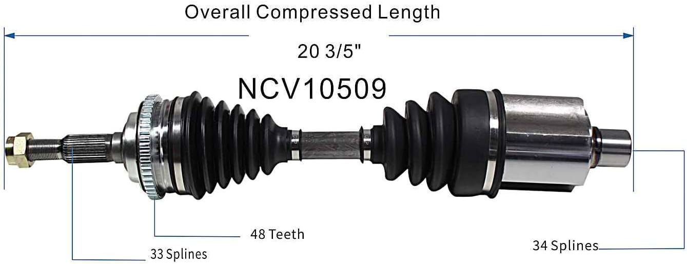 GSP NCV10509 CV Axle Shaft Assembly - Left or Right Front (Driver or Passenger Side)