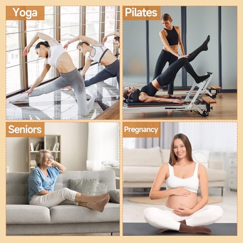 Image of Jspupifip Cute Pilates Socks with Grips for Women Non Slip Grip Yoga Socks Crew Sock for Ballet Barefoot Workout Hospital
