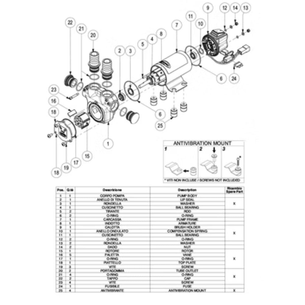 Pompa per Travaso Gasolio 12v Marco VP45N, per Rifornimento, e Travaso, Antigelo, Olio, Autoadescante, di Auto, Moto, Barche, Gommoni, 45l/min, 1.2 Bar, Irrifarma