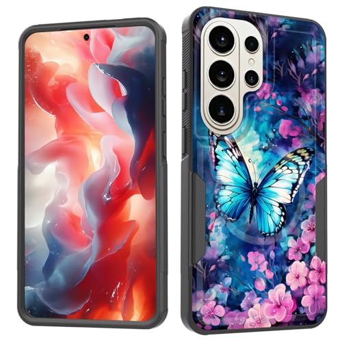 ZQLPLZR Magnetic for Galaxy S26 Ultra Case,[Compatible with MagSafe] [Military Grade Drop Protection] Heavy Duty Shockproof Phone Case for Samsung Galaxy S26 Ultra 6.9",Butterfly Flowers - image 1
