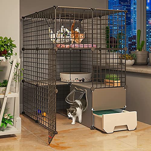 Enclos pour chat modulable avec grand espace d'exercice et 3 étages