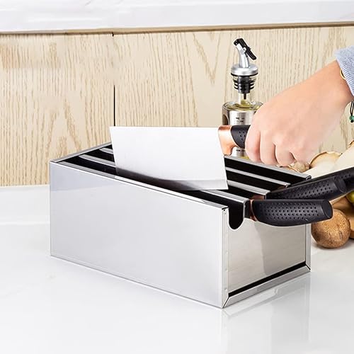 Miniatura 3 de Zerodeko Soporte de bloque de cuchillos de acero inoxidable sin cuchillos bloque de carnicero estante de almacenamiento de cuchillos con tapa