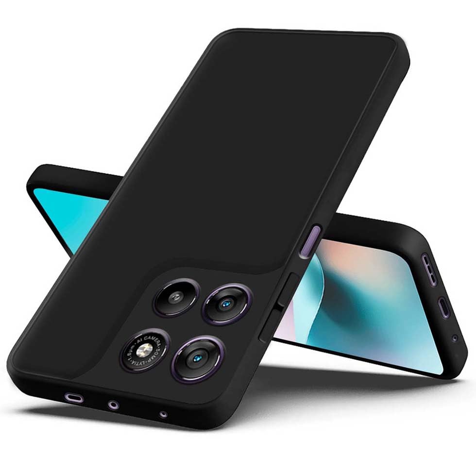 Image of Fashionury Liquid Silicon Back Cover for Motorola Moto G67 Power 5G / G57 Power 5G | Camera Protection | Inner Velvet Fabric | Anti-Fingerprint | Ultra Slim Case (Black)