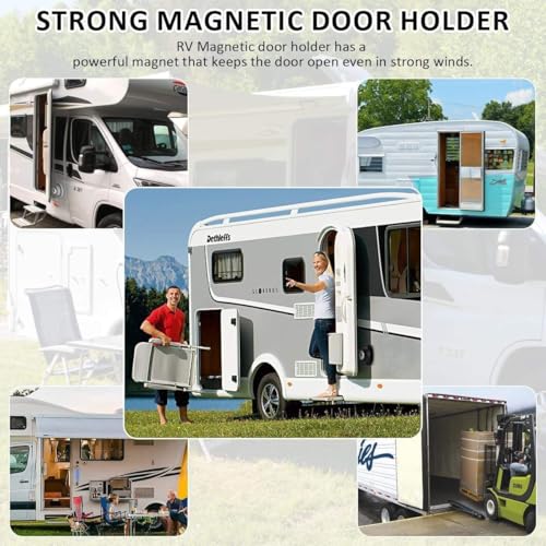 Image of Heavy Duty Magnetic Door Stopper Kit | No Drill Wall & Floor Mount | Adjustable Silicone Door Stopper Set | Windproof, Anti-Collision & Wall Protector for Home & Office | Black (Pack of 1)