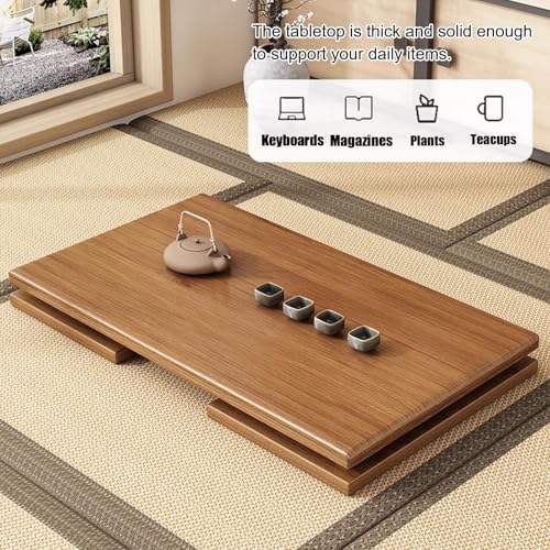 Bureau bas pliable bois style japonais table portable ordinateur - 8