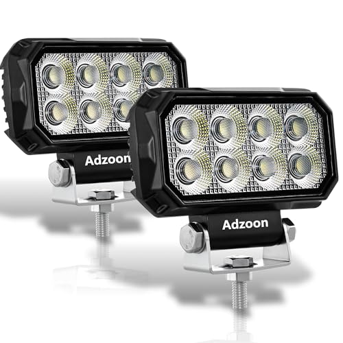 Adzoon LED Tractor Work Lights 5 Inch,2PCS 60W Square Waterproof 12V LED Flood Light for Truck Equipment Heavy-Duty Boat UTV ATV Excavator