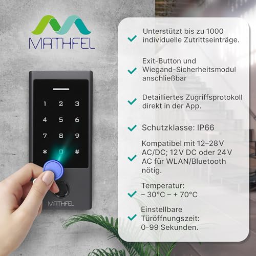 MATHFEL Smart Lock Zugangssystem mit Fingerabdruck & RFID – Elektronisches Türschloss für Haustür, IP66, Code & Transponder, Elektrisches Türschloss Außen, Automatisches Smartes Türschloss – Bild 6