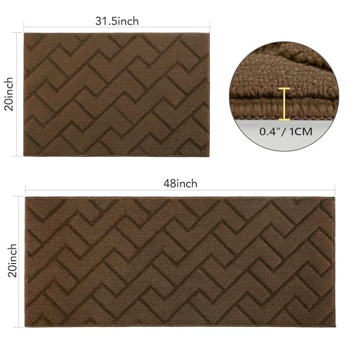 Image of hicorfe Kitchen Runner Rug,20 inchx48 inch+20 inchx32 inch Kitchen Set,Non-Slip Kitchen Mat
