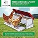 PAULOZYN Automatic Chicken Feeder, Galvanized Treadle Poultry Feeder No Waste, Rainproof Metal Auto Chicken Feeder Rat-Proof, No-Spill for Duck Turkey Outside