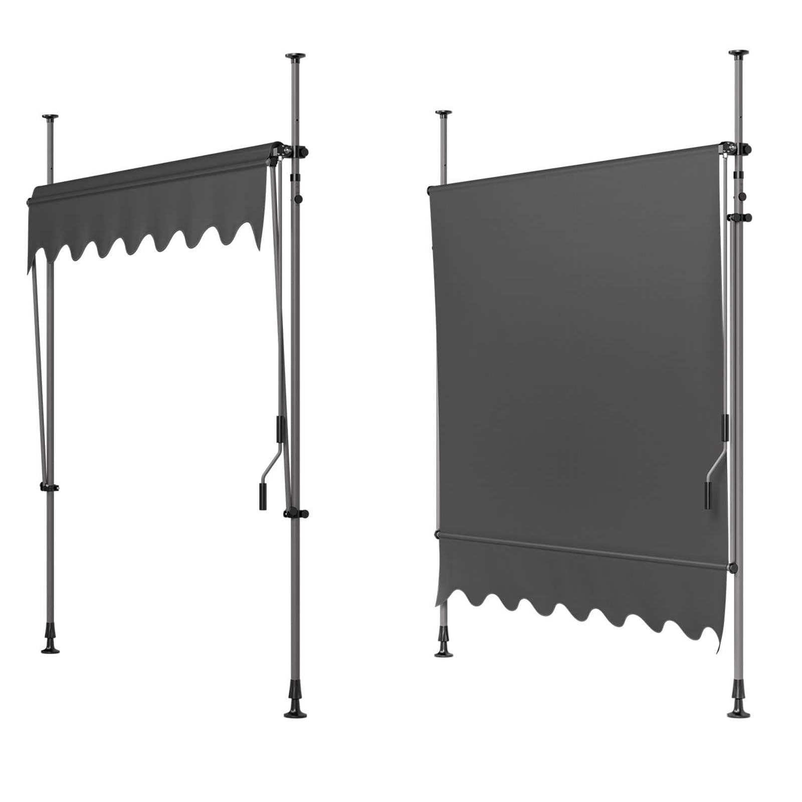 Auvent rétractable imperméable et manuel pour porte de terrasse extérieure/fenêtre – Réglable 230 x 120 cm – Protection UV idéale et solution d'ombrage