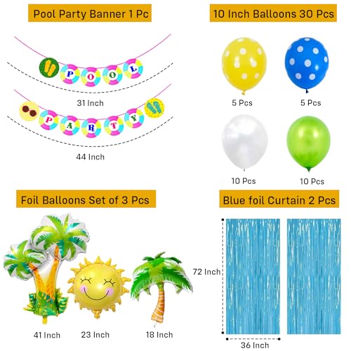 Image of Party Propz Pool Party decorations - 36 Pcs Beach Party Decor, Swimming Pool Party | Summer Theme Party Props | Pool Party Banner (Cardstock) | Summer Theme ,Pool Party;Bachelorate;Birthday