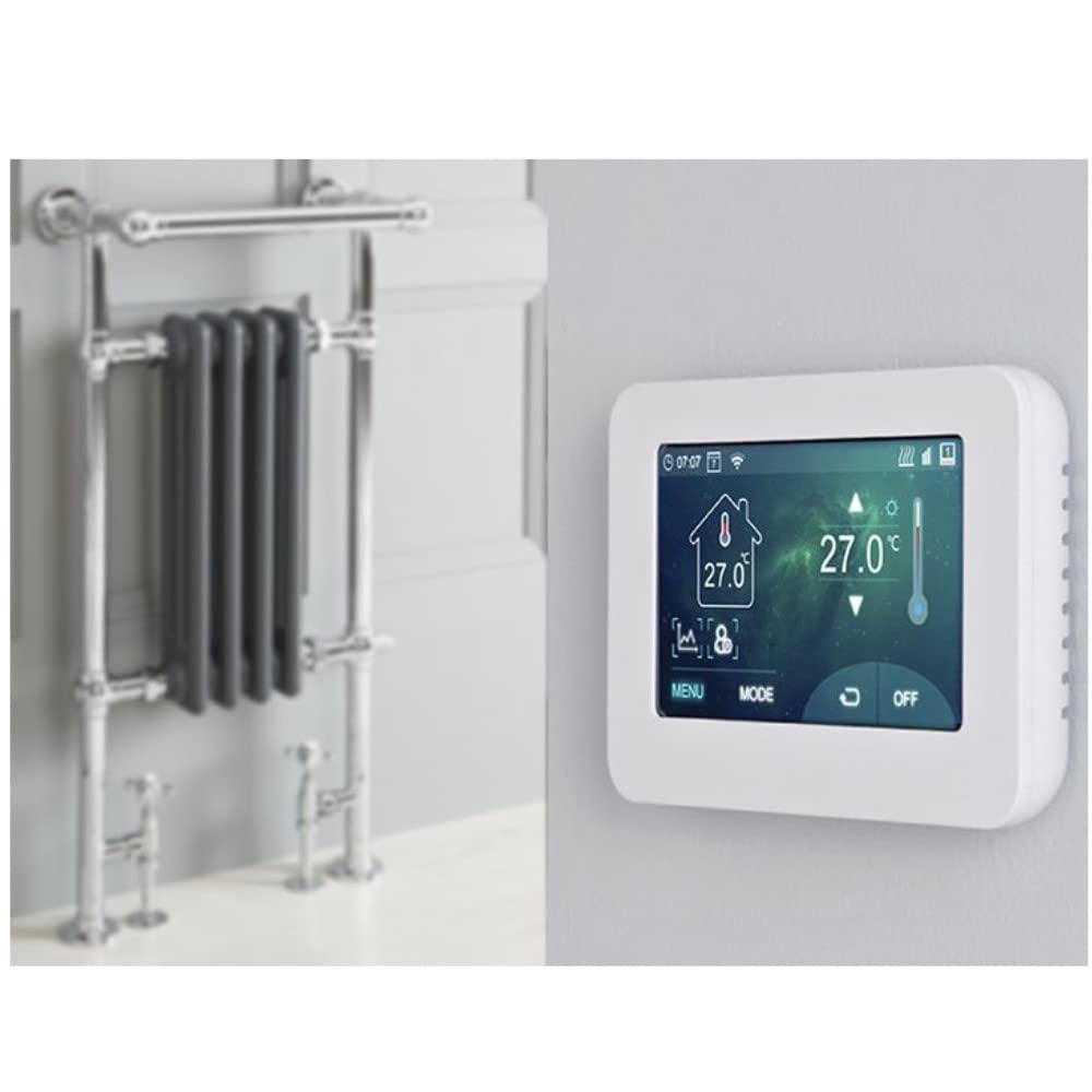 Milano Black/Anthracite/Grey Elizabeth - Traditional Dual Fuel Heated Towel Rail - 930Mm X 450Mm (With Overhanging Rail) - With Touchscreen Wi-Fi Thermostat