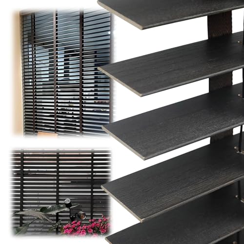 Persiana Veneciana de Madera Persianas Sin Taladrar 45cm 60cm 80cm 100cm 120cm 150cm 160cm, Láminas de 50mm, Persianas Horizontales para Ventanas/Puertas/Balcones Privacidad(Nogal Negro)