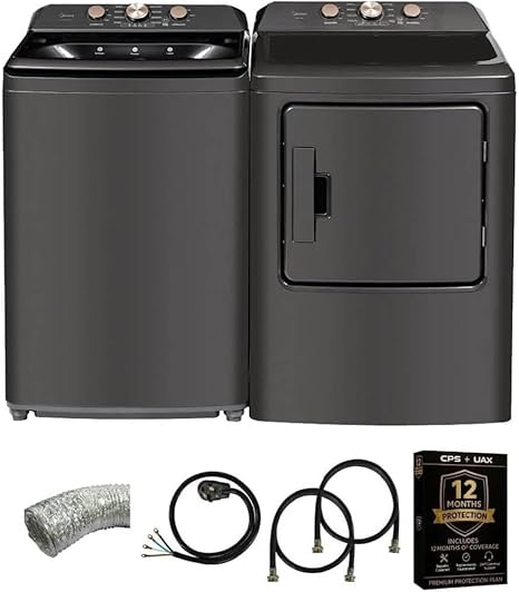 Midea MLTW41A1KIT1 Gray Top Load Washer and Dryer Pair MLTW41A1BGPR 4.1 Cu Ft High Efficiency Washer and 6.7 Cu Ft Ele Midea MLTW41A1KIT1 Gray Top Load Washer and Dryer Pair MLTW41A1BGPR 4.1 Cu Ft High Efficiency Washer and 6.7 Cu Ft Ele