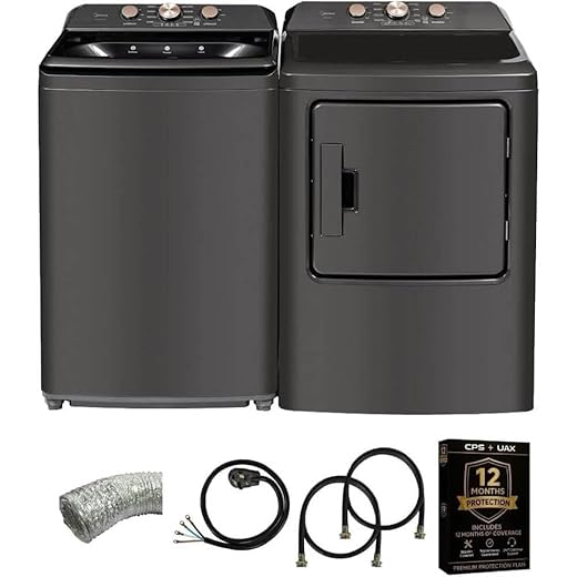 Midea MLTW41A1KIT1 Gray Top Load Washer and Dryer Pair MLTW41A1BGPR 4.1 Cu Ft High Efficiency Washer and 6.7 Cu Ft Ele