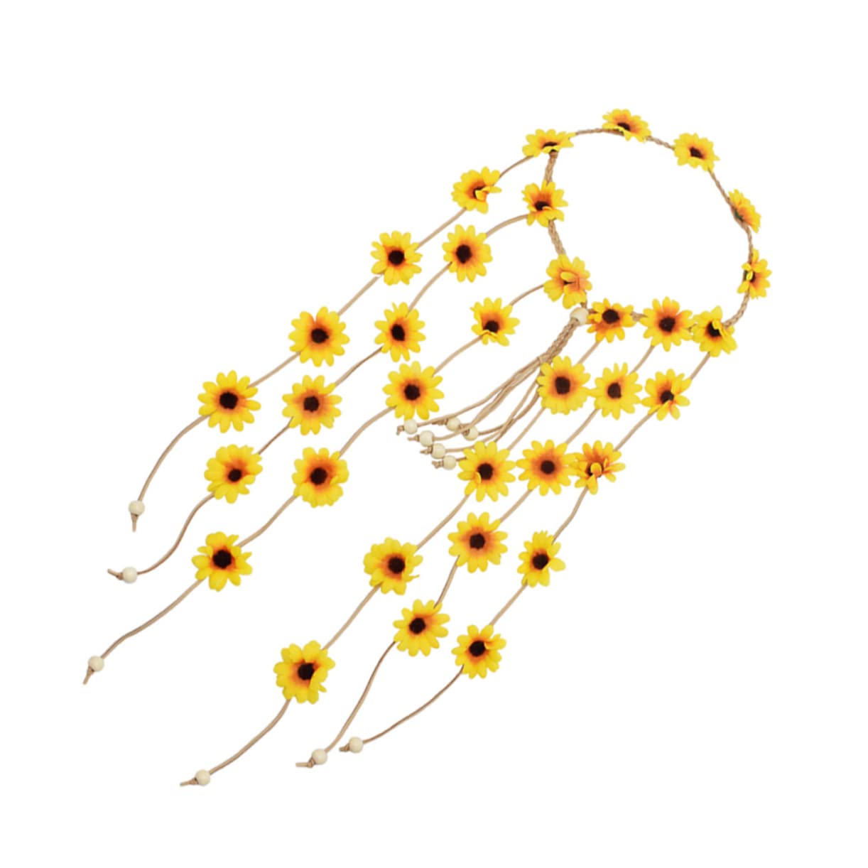Bandeau Tournesol Jaune en Tissu, Serrage-tête Ajustable pour Femmes