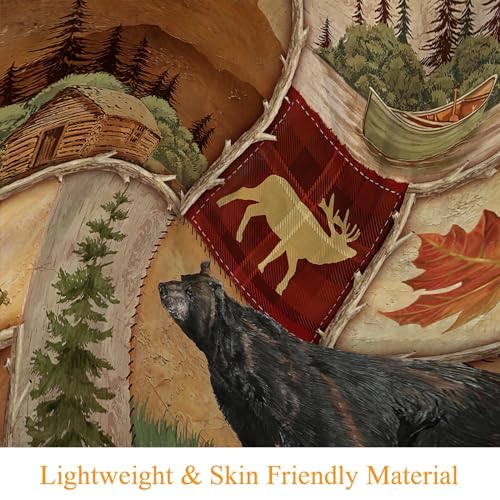 Rustic-Lodge-Bear-Moose-Deer-Throw-Blanket-Soft-Warm-Cozy-Lightweight-Decorative-Blanket-for-Couch-Bed-Sofa-Travel-50×60-inch Rustic Lodge Bear Moose Deer Throw Blanket Soft Warm Cozy Lightweight Decorative Blanket for Couch Bed Sofa Travel 50×60 inch