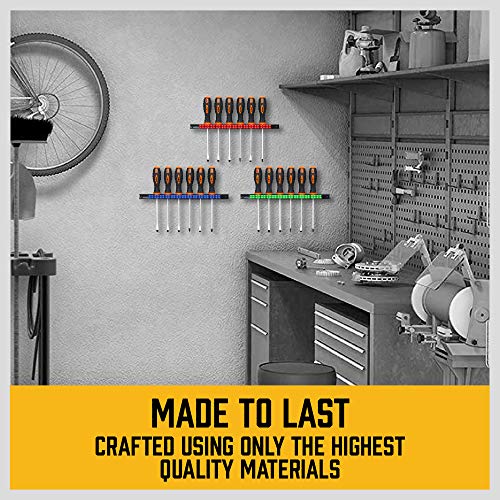 Screwdriver Organizer, SEDY 3-Piece Wall Mount Screwdriver Storage Racks, 26 ABS Clips Screwdriver Rail Rack Organizers
