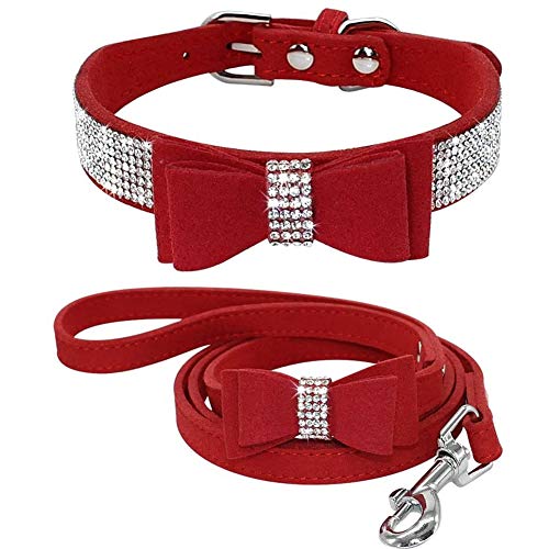 ETOPARS Guinzagli per Collare per Cani con Strass, Guinzaglio con Collare per Cani Diamante di Cristallo, Pettorina per Collare per Cani di Taglia Piccola e Media