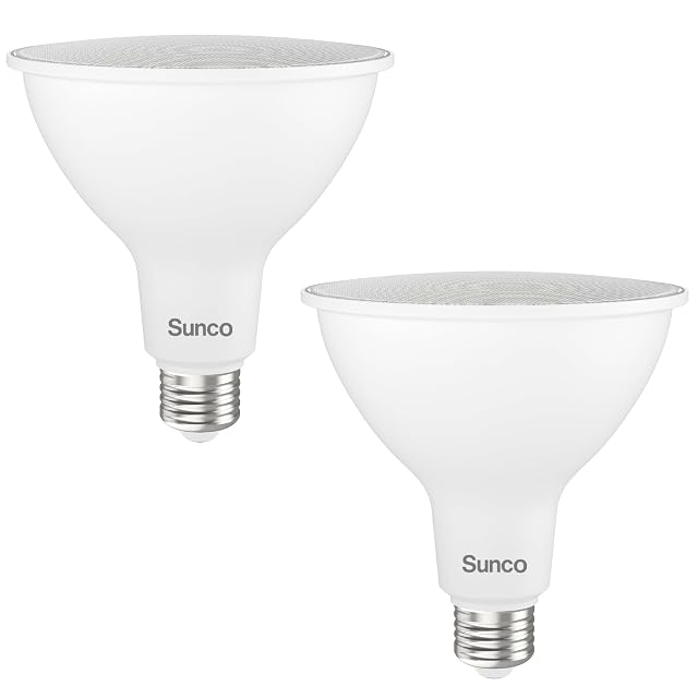 Sunco Outdoor Flood Light Bulbs PAR38 LED Flood Lights Waterproof 1800 LM 15W 150W Equivalent 5000K Daylight Dimmable
