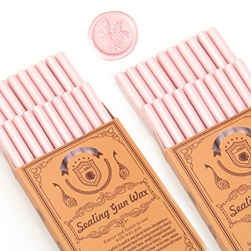 Pearl Pink Wax Seal Sticks, Wasole 40pcs Glue Gun Champagne Rose Wax Sealing Sticks Beads Great for Wax Sealing Stamp, Wedding Invitations, Letter Envelopes (Pearl Pink)