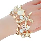 Material: Legierung, Muschel, Kunstperle, Größe: 18+5 cm. Farbe: goldfarben.