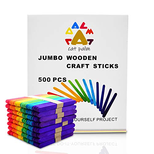 CAT PALM Craft Sticks Colored Jumbo Wood Craft Sticks for Handicraft Model Making