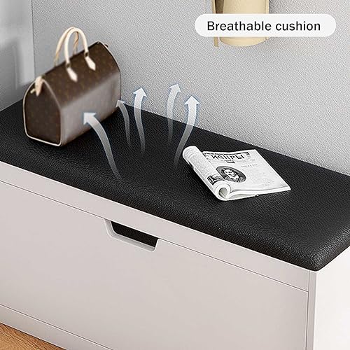 Meuble fin pour salon et rangement chaussures banc basculant blanc - 5