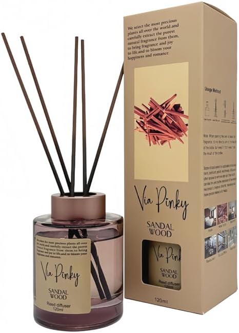 Sandalwood Reed Diffuser 120ml Warm Woody Home Fragrance, Aromatherapy, Long-Lasting Fragrance, Room Decor Gift
