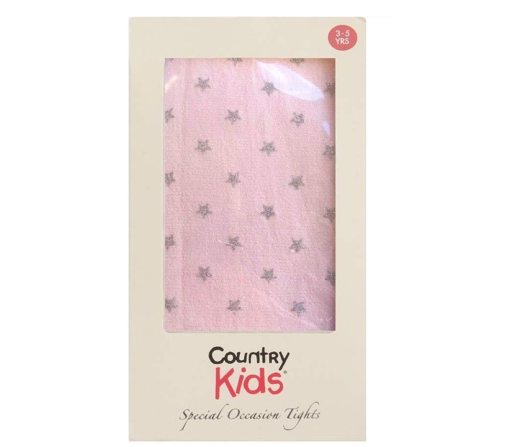 Country Kids Girl's Movie Star Starred Tights, 9-11 Years (Manufacturer Size:9-11 years), Pink (Pink)