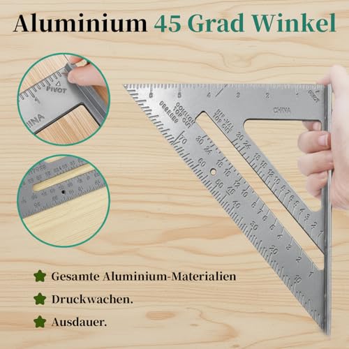 Winkelmesser Metall, 2er Set Präzisionswinkelmesser aus Edelstahl, 15x20 cm für Geometrie, Ingenieurwesen, Kunst und DIY Projekte