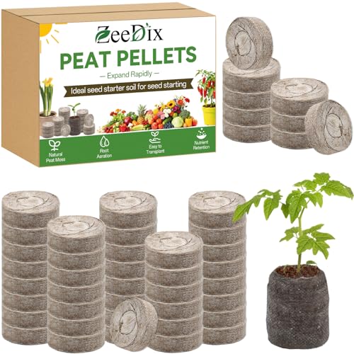 ZeeDix 55Pcs 30mm Seed Starter Pods Compressed Peat Pellets Seed Starter Soil for Seed Starting Growing Vegetables Herbs & Flowers Indoor Outdoor Gardening Transplanting