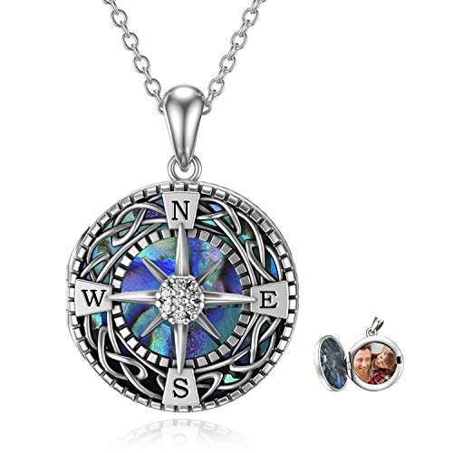 Onefinity Compass Locket Necklace That Holds Pictures 925 Sterling Silver Celtic Knot Compass Necklace Graduation Gift Jewelry Gifts For Women Men #TOP11