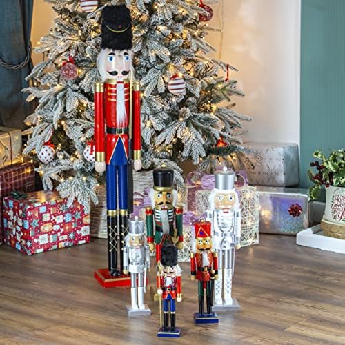 The Christmas Workshop 71059 Wooden Nutcracker 106cm Tall / Red Soldier on Stand / Christmas Decorations