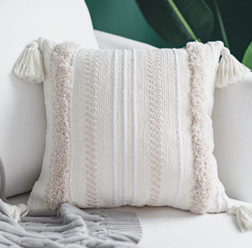 Poszewka na poduszkę, bawełna, poduszka na poduszk Poduszka Nordic Pillow z bawełny w paski i frędzlami w stylu boho, poszewka na poduszkę w stylu etnicznym, poduszka do salonu, poduszka do talii(Arge