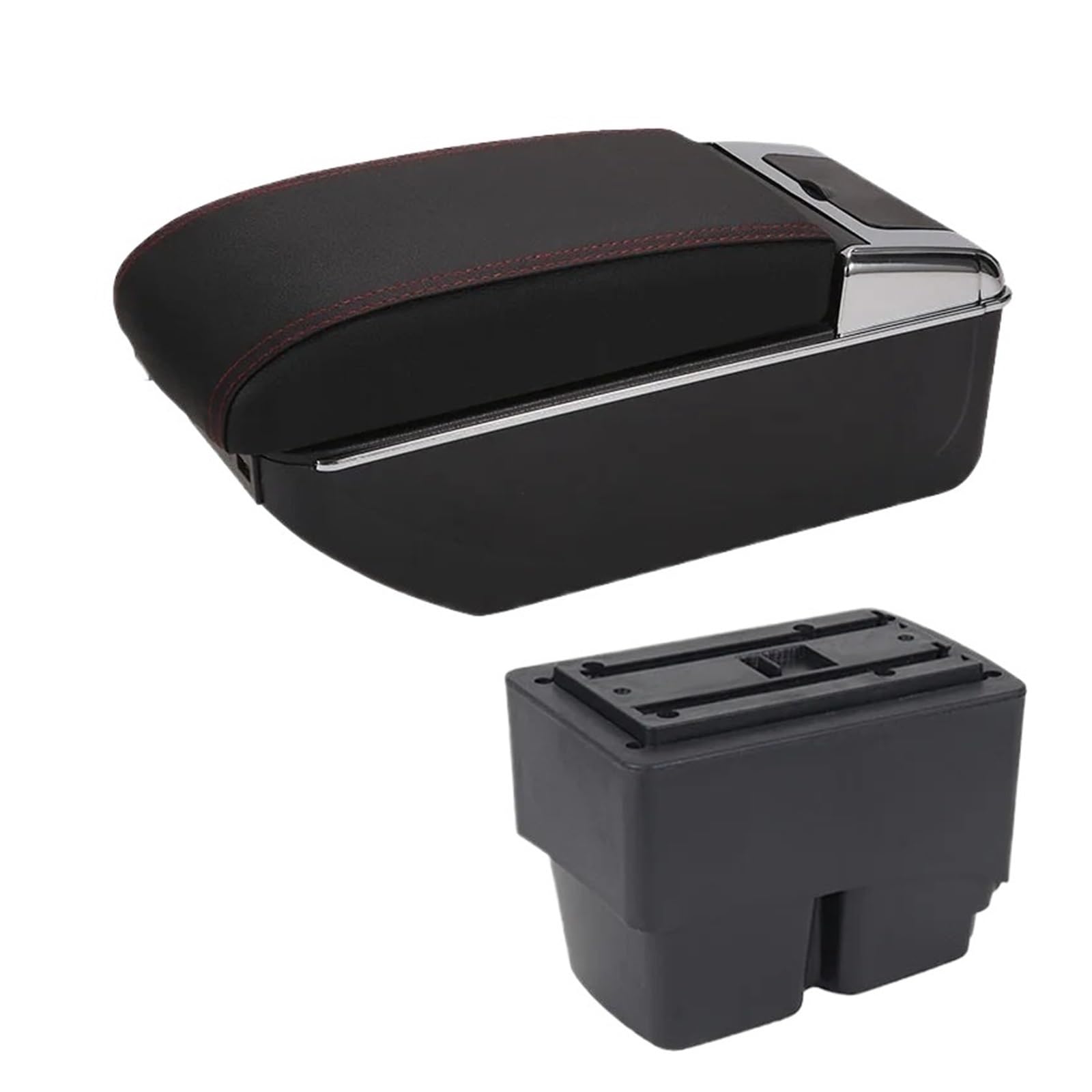 GBGWRMRYX Center Armrest Box For Fiesta Car Armrest Box Interior Details Parts Special Retrofit Parts Center Storage Box Accessories Arm Rest(B1 Black red 7USB)