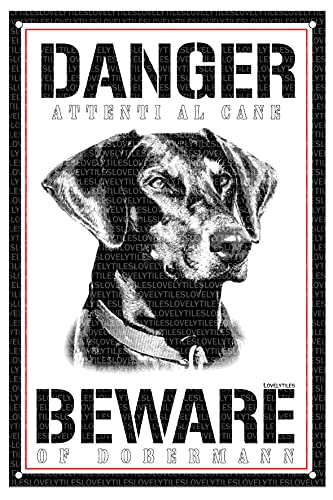 LOVELYTILES Dobermann Targa Cartello ATTENTI al