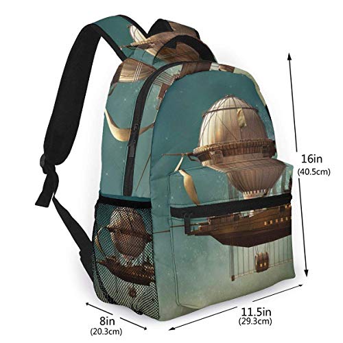 Lawenp School Backpacks Surreal Sky Scenery Steampunk Airship Fairy Sci Fi Stardust Space Image for Teen Girls&Boys 16 Inch Student Bookbags Laptop Casual Rucksack steampunk buy now online