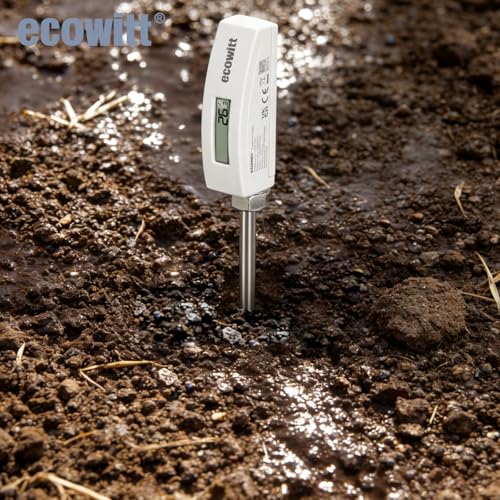 Image of ECOWITT WN34BS Soil Temperature Sensor, Waterproof Soil Tester Digital with LCD Display, 11.8 inch Temperature Probe Sensor for Garden, Farm, Lawn, Indoor and Outdoor Use