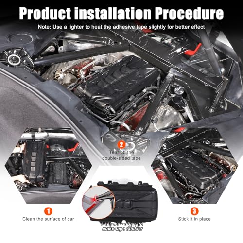 Image of for Corvette C8 Engine Cover Trim for Corvette C8 2020-2024 Engine Bay Protection Panel Cover Trim Exterior C8 Corvette Accessories ABS (Carbon Fiber Pattern)