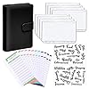 Ocobetom Leren notitieboekband, A6 budget-binding, lichte, praktische omslagmap met doorzichtige zakken met ritssluiting…