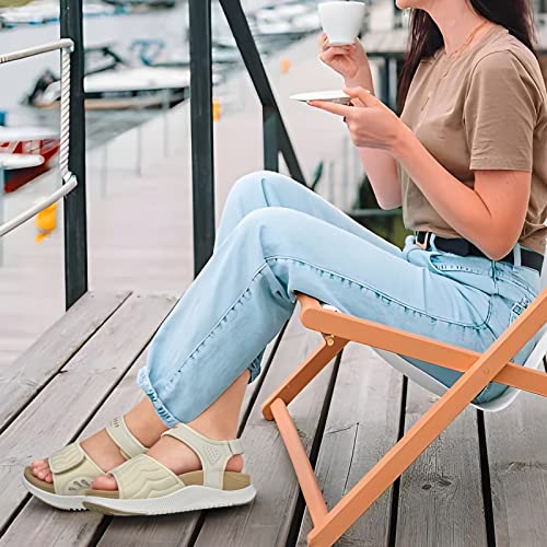 Image of ONCAI Walking Sandals Women,Arch Support Hiking Sandals with Orthotic Outdoor Footbed for Plantar Fasciitis,Water Athletic Platform Sandalias Mujer with 3 Adjustable Strap (US Size 6-12)