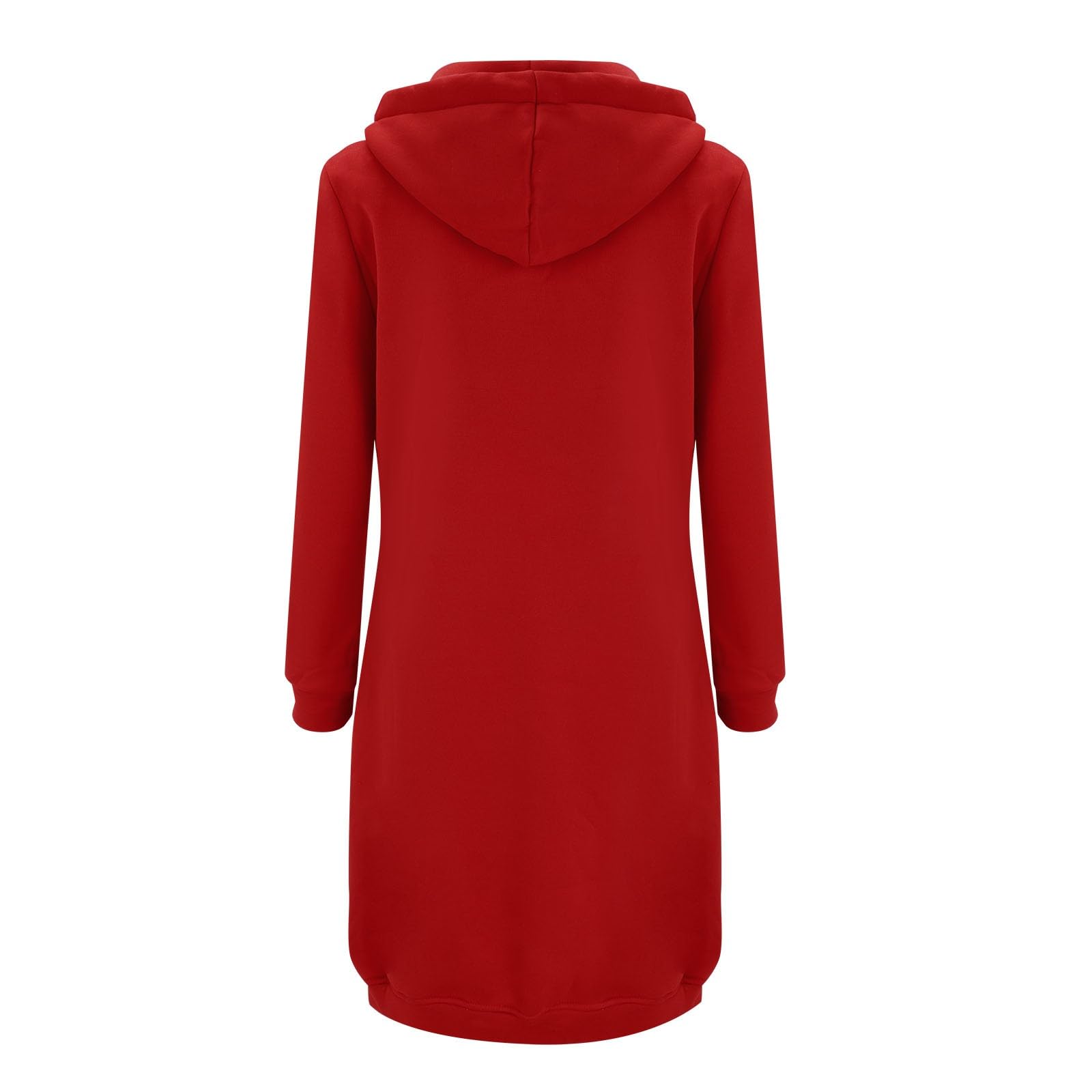 Generisch Felpa lunga da donna con cappuccio, alla moda, con cerniera, oversize, calda, a maniche lunghe, per autunno e mezza stagione