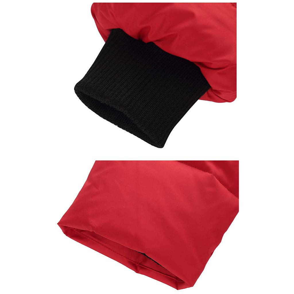 Cappotti invernali per bambini, lunghi in tinta unita, con cappuccio, spessi, caldi e caldi, in cotone, tinta unita, con calda pelliccia sintetica, Colore: rosso, 150