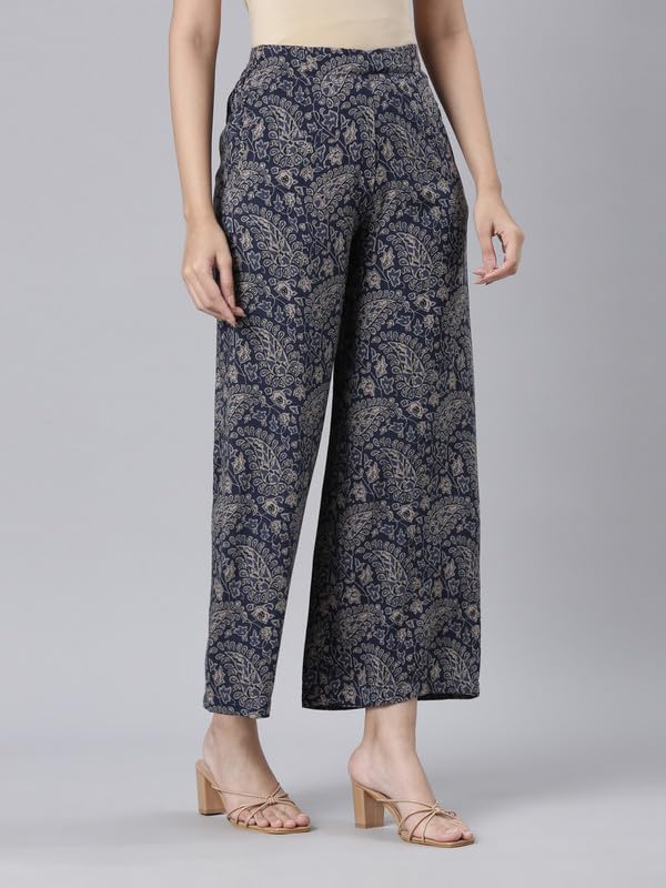 Image of GO COLORS Soft Viscose Printed Palazzo Full Length for Women| Breathable, Mid Rise